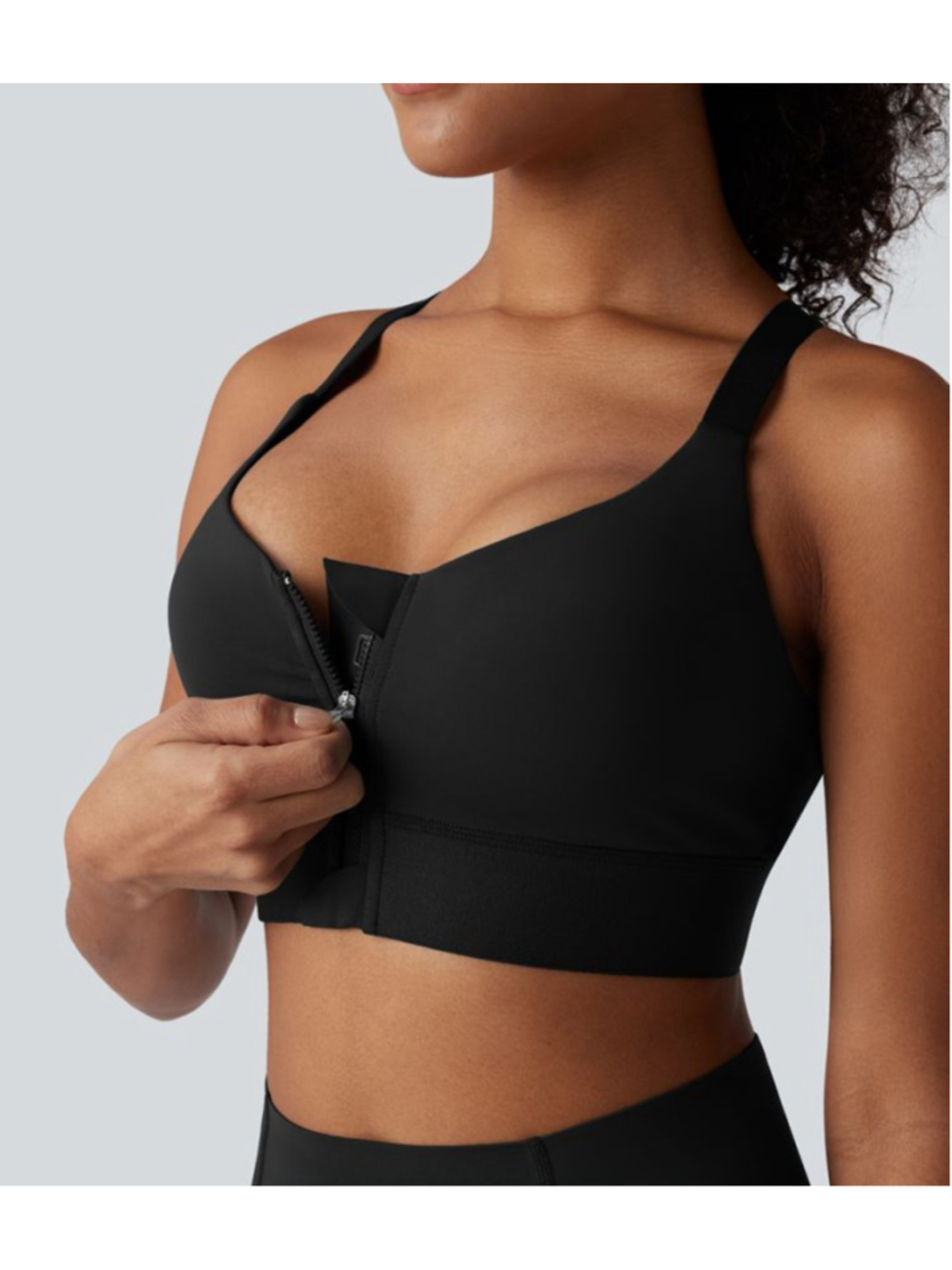 Halara SpeedWave Medium Support Zipper Quick Dry Running Sports Bra XS Black NWT